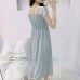 Women's Sexy Lingerie V-neck Lace Off Shoulder Long Sleeping Skirt Dress