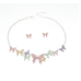 Women's Butterfly Necklace and Earrings Multicolour Wedding Jewelry Luxury Crystal Pearl Necklace /Earrings Ladies Jewelry Sets