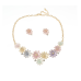 Women's Flower Necklace and Earrings Multicolour Wedding Jewelry Luxury Crystal Pearl Necklace /Earrings Ladies Jewelry Sets