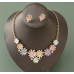 Women's Flower Necklace and Earrings Multicolour Wedding Jewelry Luxury Crystal Pearl Necklace /Earrings Ladies Jewelry Sets