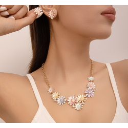 Women's Flower Necklace and Earrings Multicolour Wedding Jewelry Luxury Crystal Pearl Necklace /Earrings Ladies Jewelry Sets
