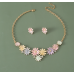 Women's Flower Necklace and Earrings Multicolour Wedding Jewelry Luxury Crystal Pearl Necklace /Earrings Ladies Jewelry Sets Women's Flower Necklace and Earrings Multicolour Wedding Jewelry Luxury Crystal Pearl Necklace /Earrings Ladies Jewelry Sets