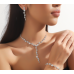 Women's Silver Color Fashion Wedding Jewelry Luxury Crystal Pearl Necklace/Earrings/Bracelet Ladies Jewelry Sets for Bridal
