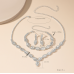 Women's Silver Color Fashion Wedding Jewelry Luxury Crystal Pearl Necklace/Earrings/Bracelet Ladies Jewelry Sets for Bridal