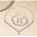 Women's Silver Color Fashion Wedding Jewelry Luxury Crystal Pearl Necklace/Earrings/Bracelet Ladies Jewelry Sets for Bridal