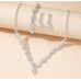 Women's Silver Color Fashion Wedding Jewelry Luxury Crystal Pearl Necklace/Earrings/Bracelet Ladies Jewelry Sets for Bridal