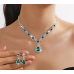 Women's Green Color Fashion Wedding Jewelry Luxury Crystal Pearl Necklace/EarringsLadies Jewelry Sets for Bridal