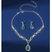 Women's Green Color Fashion Wedding Jewelry Luxury Crystal Pearl Necklace/EarringsLadies Jewelry Sets for Bridal