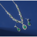 Women's Green Color Fashion Wedding Jewelry Luxury Crystal Pearl Necklace/EarringsLadies Jewelry Sets for Bridal
