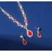 Women's Red Color Fashion Wedding Jewelry Luxury Crystal Pearl Necklace/EarringsLadies Jewelry Sets for Bridal