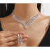 Women's Silver Fashion Wedding Jewelry Luxury Crystal Pearl Necklace/Earrings Ladies Jewelry Sets for Bridal