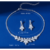 Women's Silver Fashion Wedding Jewelry Luxury Crystal Pearl Necklace/Earrings Ladies Jewelry Sets for Bridal
