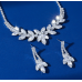 Women's Silver Fashion Wedding Jewelry Luxury Crystal Pearl Necklace/Earrings Ladies Jewelry Sets for Bridal