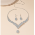 Women's Silver Fashion Wedding Jewelry Luxury Crystal Pearl Necklace/Earrings Ladies Jewelry Sets for Bridal