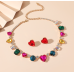 Women's colorful Fashion Wedding Jewelry Luxury Crystal Pearl Necklace/Earrings Ladies Jewelry Sets for Bridal