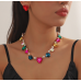 Women's colorful Fashion Wedding Jewelry Luxury Crystal Pearl Necklace/Earrings Ladies Jewelry Sets for Bridal