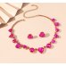 Women's Rose pink Fashion Wedding Jewelry Luxury Crystal Pearl Necklace/Earrings Ladies Jewelry Sets for Bridal