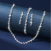Women's Silver Fashion Wedding Jewelry Luxury Crystal Pearl Necklace/Earrings Ladies Jewelry Sets for Bridal