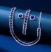 Women's Blue Color Fashion Wedding Jewelry Luxury Crystal Pearl Necklace/Earrings/Bracelet Ladies Jewelry Sets for Bridal