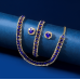 Women's Blue Color Fashion Wedding Jewelry Luxury Crystal Pearl Necklace/Earrings/Bracelet Ladies Jewelry Sets for Bridal