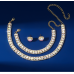 Women's Gold Color Fashion Wedding Jewelry Luxury Crystal Pearl Necklace/Earrings/Bracelet Ladies Jewelry Sets for Bridal