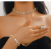Women's Gold Color Fashion Wedding Jewelry Luxury Crystal Pearl Necklace/Earrings/Bracelet Ladies Jewelry Sets for Bridal
