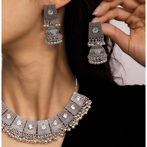 Women's Bohemia Necklace and Earrings Black Wedding Jewelrel Necklace /Earrings Ladies Jewelry Sets