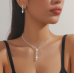 Women's Silver Fashion Wedding Jewelry Luxury Crystal Pearl Necklace/Earrings Ladies Jewelry Sets for Bridal