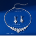 Women's Silver Fashion Wedding Jewelry Luxury Crystal Pearl Necklace/Earrings Ladies Jewelry Sets for Bridal
