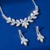 Women's Silver Fashion Wedding Jewelry Luxury Crystal Pearl Necklace/Earrings Ladies Jewelry Sets for Bridal