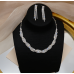 Women's Silver Fashion Wedding Jewelry Luxury Crystal Pearl Necklace/Earrings Ladies Jewelry Sets for Bridal