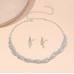 Women's Silver Fashion Wedding Jewelry Luxury Crystal Pearl Necklace/Earrings Ladies Jewelry Sets for Bridal