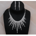 Women's Silver Fashion Wedding Jewelry Luxury Crystal Pearl Necklace/Earrings Ladies Jewelry Sets for Bridal