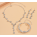 Women's Silver Color Fashion Wedding Jewelry Luxury Crystal Pearl Necklace/Bracelet/Ring/Earrings Ladies Jewelry Sets for Bridal