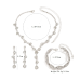 Women's Silver Color Fashion Wedding Jewelry Luxury Crystal Pearl Necklace/Bracelet/Ring/Earrings Ladies Jewelry Sets for Bridal