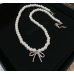 Women's Silver Fashion White Pearl Butterfly Wedding Jewelry Luxury Crystal Pearl Necklace/Earrings Ladies Jewelry Sets for Bridal