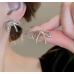 Women's Silver Fashion White Pearl Butterfly Wedding Jewelry Luxury Crystal Pearl Necklace/Earrings Ladies Jewelry Sets for Bridal