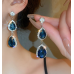Women's Blue Fashion Wedding Jewelry Luxury Crystal Pearl Necklace/Earrings Ladies Jewelry Sets for Bridal