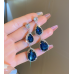 Women's Blue Fashion Wedding Jewelry Luxury Crystal Pearl Necklace/Earrings Ladies Jewelry Sets for Bridal