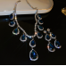 Women's Blue Fashion Wedding Jewelry Luxury Crystal Pearl Necklace/Earrings Ladies Jewelry Sets for Bridal