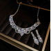 Women's White Fashion Wedding Jewelry Luxury Crystal Pearl Necklace/Earrings Ladies Jewelry Sets for Bridal