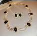Women's Gold Oval Fashion Wedding Jewelry Luxury Crystal Pearl Necklace/Earrings/Bracelet Ladies Jewelry Sets for Bridal