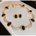 Women's Gold Oval Fashion Wedding Jewelry Luxury Crystal Pearl Necklace/Earrings/Bracelet Ladies Jewelry Sets for Bridal