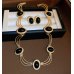 Women's Gold Oval Fashion Wedding Jewelry Luxury Crystal Pearl Necklace/Earrings/Bracelet Ladies Jewelry Sets for Bridal