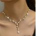 Women's Gold Color Fashion Wedding Jewelry Luxury Crystal Pearl Necklace/Bracelet/Ring/Earrings Ladies Jewelry Sets for Bridal