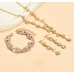 Women's Gold Color Fashion Wedding Jewelry Luxury Crystal Pearl Necklace/Bracelet/Ring/Earrings Ladies Jewelry Sets for Bridal