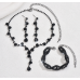 Women's Black Color Fashion Wedding Jewelry Luxury Crystal Pearl Necklace/Bracelet/Ring/Earrings Ladies Jewelry Sets for Bridal