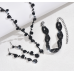 Women's Black Color Fashion Wedding Jewelry Luxury Crystal Pearl Necklace/Bracelet/Ring/Earrings Ladies Jewelry Sets for Bridal Women's Black Color Fashion Wedding Jewelry Luxury Crystal Pearl Necklace/Bracelet/Ring/Earrings Ladies Jewelry Sets for Bridal