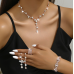 Women's Rose Gold Color Fashion Wedding Jewelry Luxury Crystal Pearl Necklace/Bracelet/Ring/Earrings Ladies Jewelry Sets for Bridal Women's Rose Gold Color Fashion Wedding Jewelry Luxury Crystal Pearl Necklace/Bracelet/Ring/Earrings Ladies Jewelry Sets for Bridal
