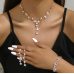 Women's Rose Gold Color Fashion Wedding Jewelry Luxury Crystal Pearl Necklace/Bracelet/Ring/Earrings Ladies Jewelry Sets for Bridal Women's Rose Gold Color Fashion Wedding Jewelry Luxury Crystal Pearl Necklace/Bracelet/Ring/Earrings Ladies Jewelry Sets for Bridal